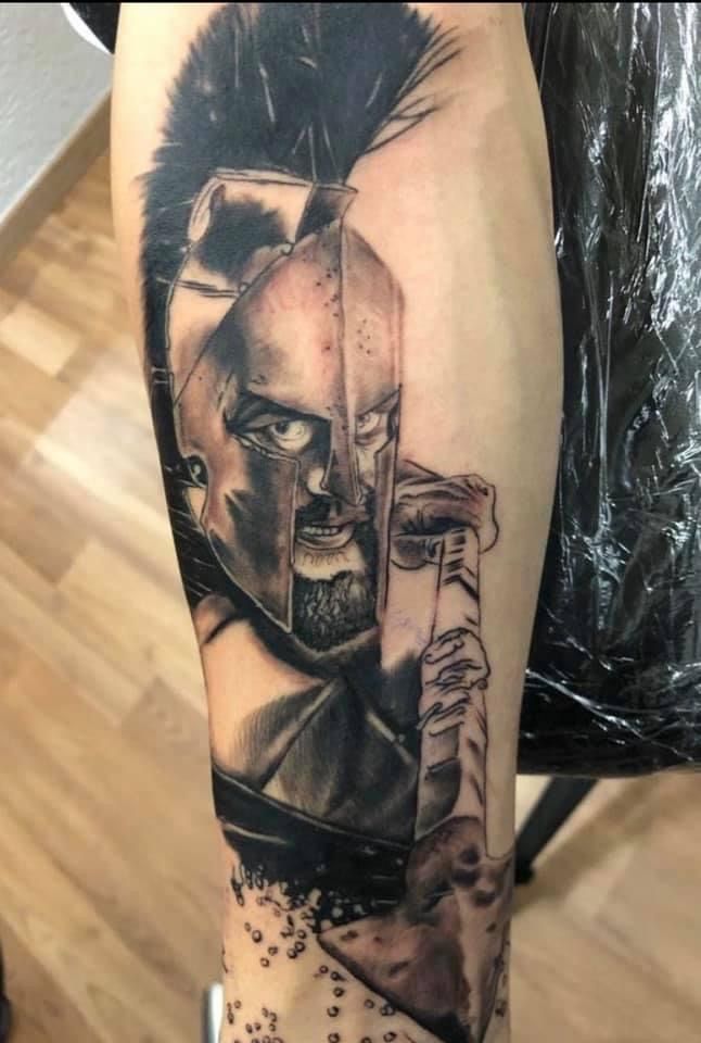 a cover-up tattoo of a man with a cigarette, rheinisch-bergischer kreis, germany