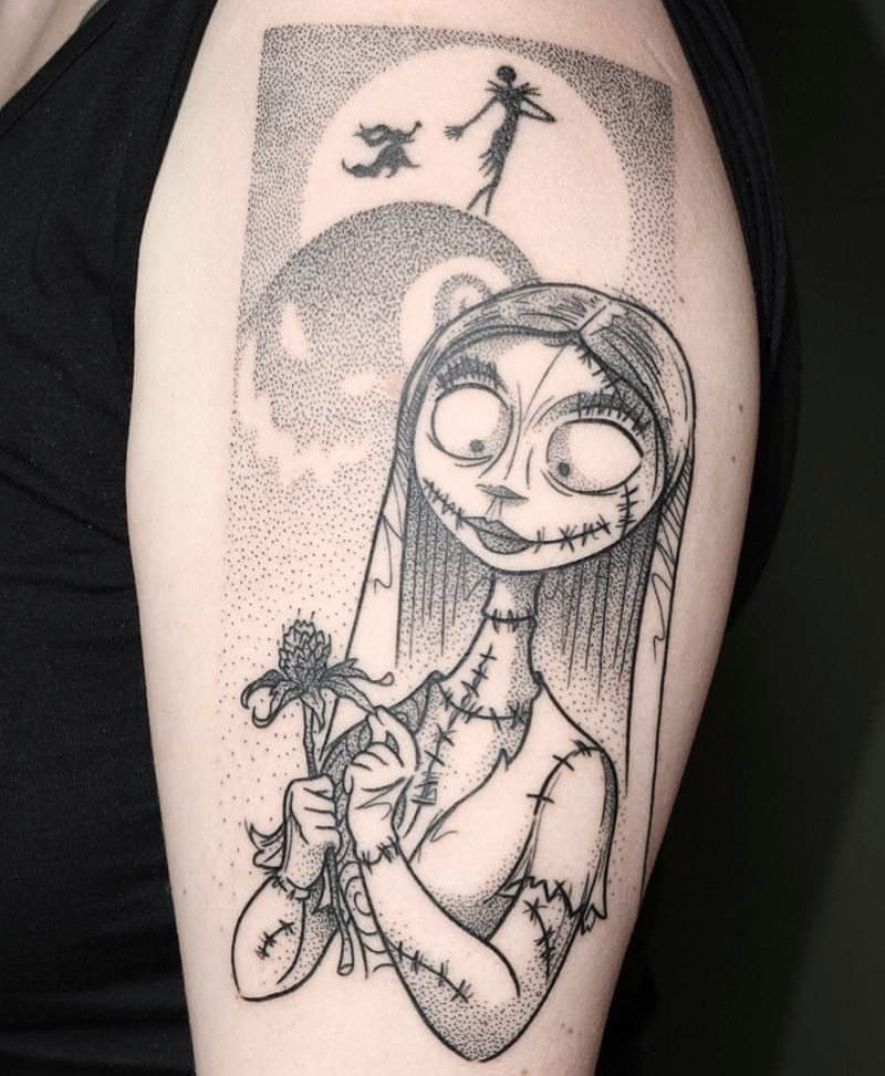 a narben tattoo of a girl holding a flower, passau, germany