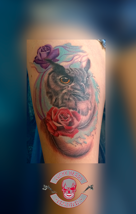 a cover-up tattoo of a pig with a rose on it, steinburg, germany