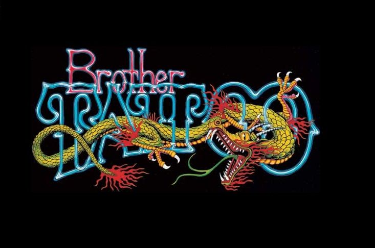 a black background with a dragon and the words brother