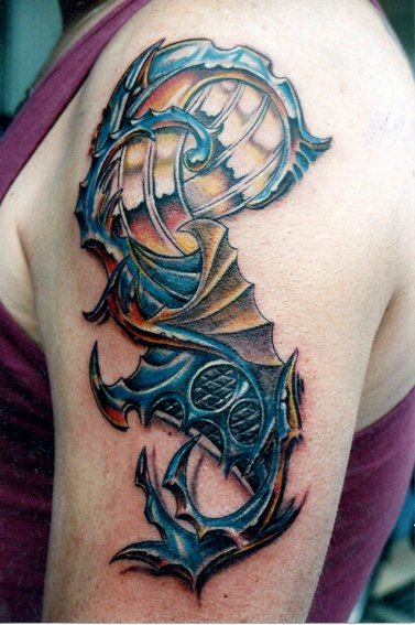 a narben tattoo of an anchor and a fish, ostallgäu, germany