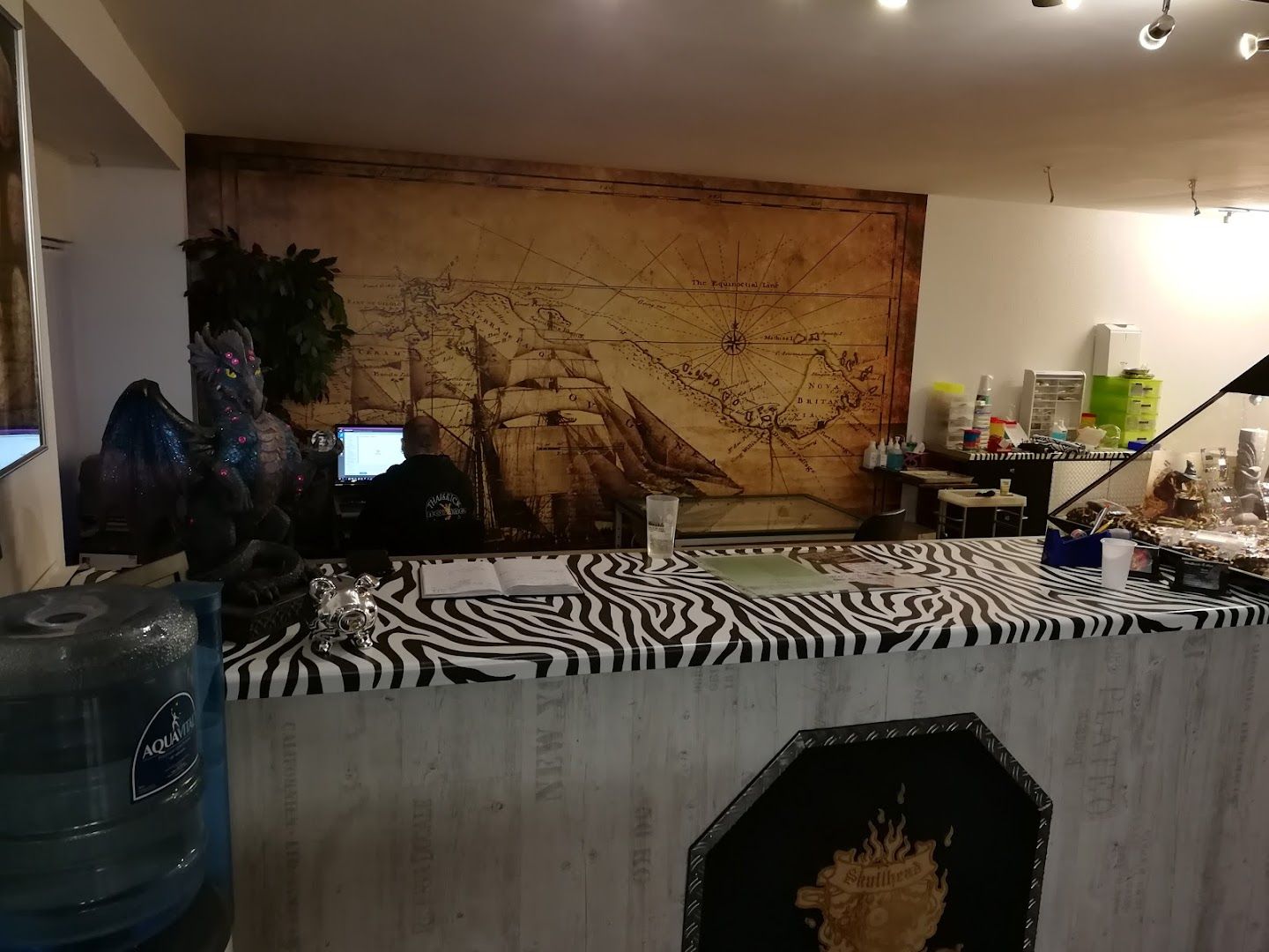 a zebra print on the wall