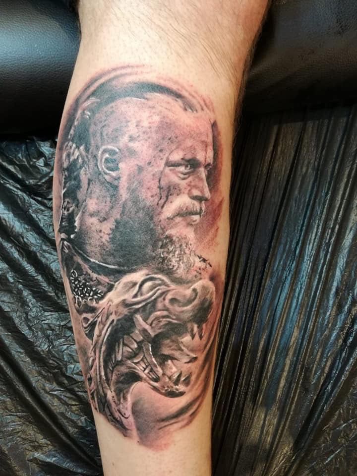 a cover-up tattoo of a man with a skull on his arm, bernkastel-wittlich, germany