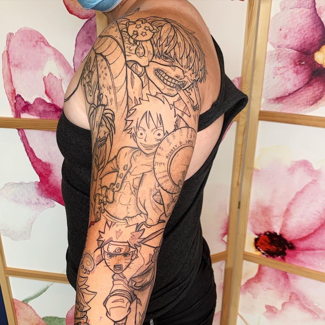 a woman with a cover-up tattoo on her arm, rhein-pfalz-kreis, germany