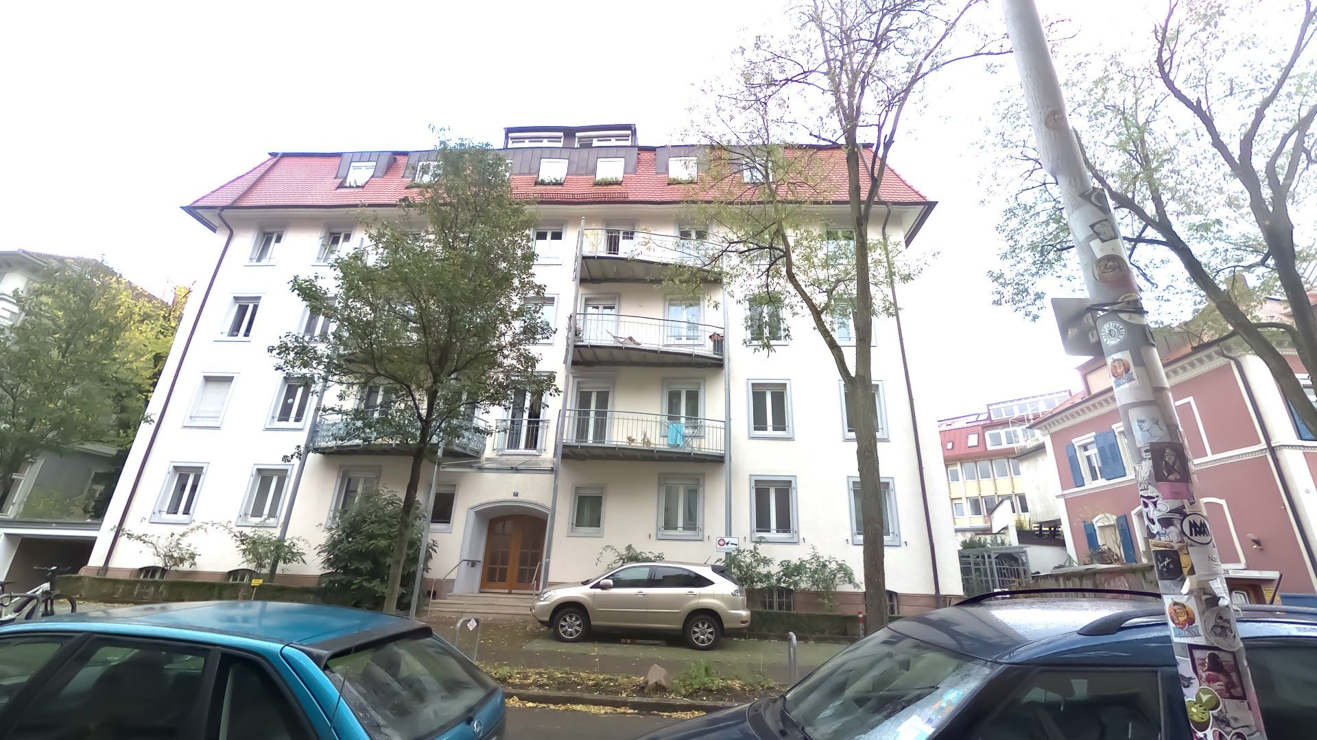 a car parked in front of a house