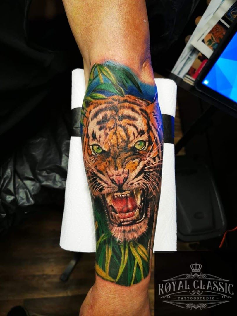 a tiger narben tattoo on the arm, oberhavel, germany