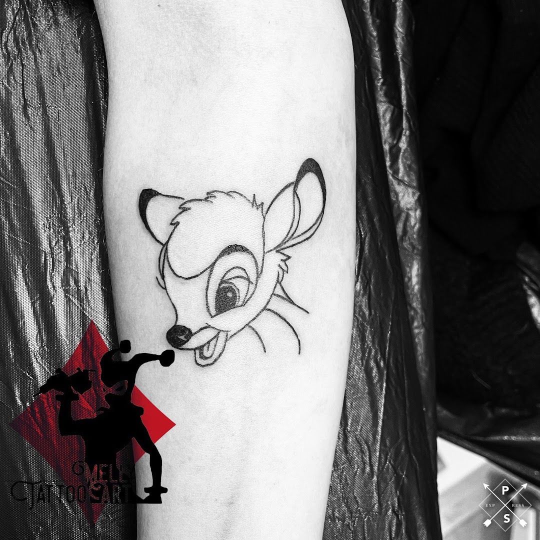 a narben tattoo of a cat with a cigarette, berlin, germany