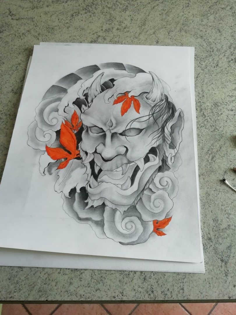 a drawing of a woman with a fish in her mouth