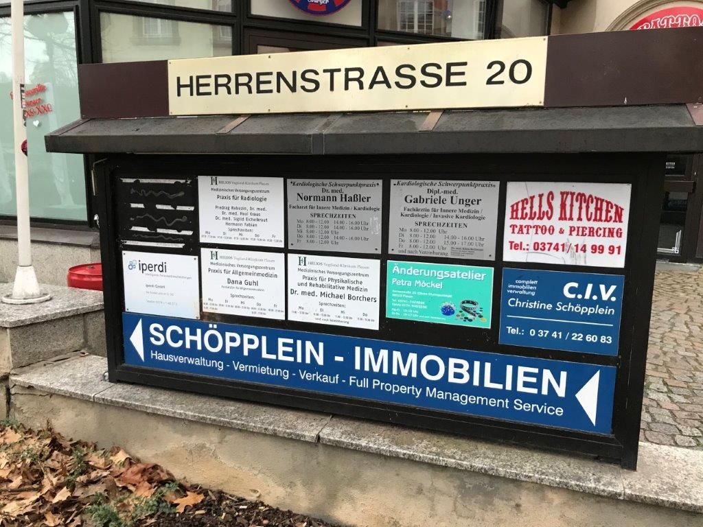 a mailbox with a sign that says hernstase