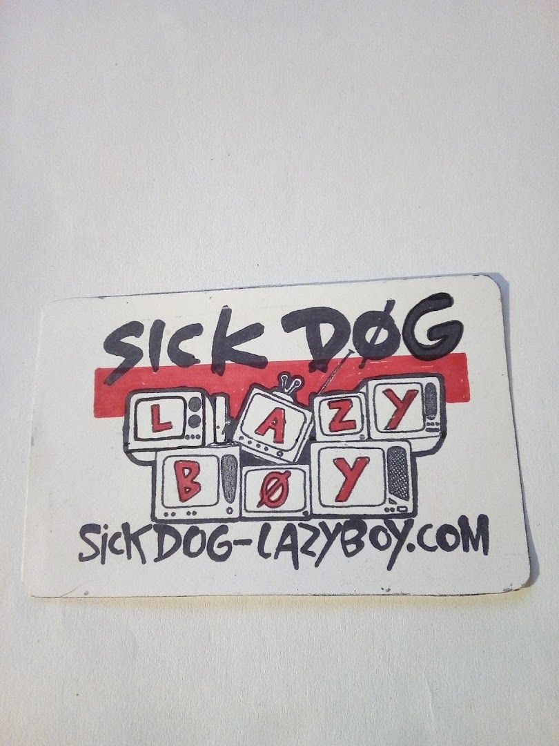 a sticker with the word sick dog on it