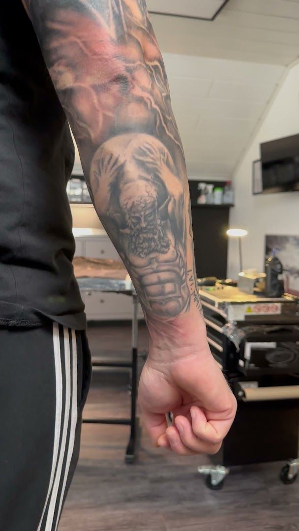 a man with a narben tattoo on his arm, südwestpfalz, germany