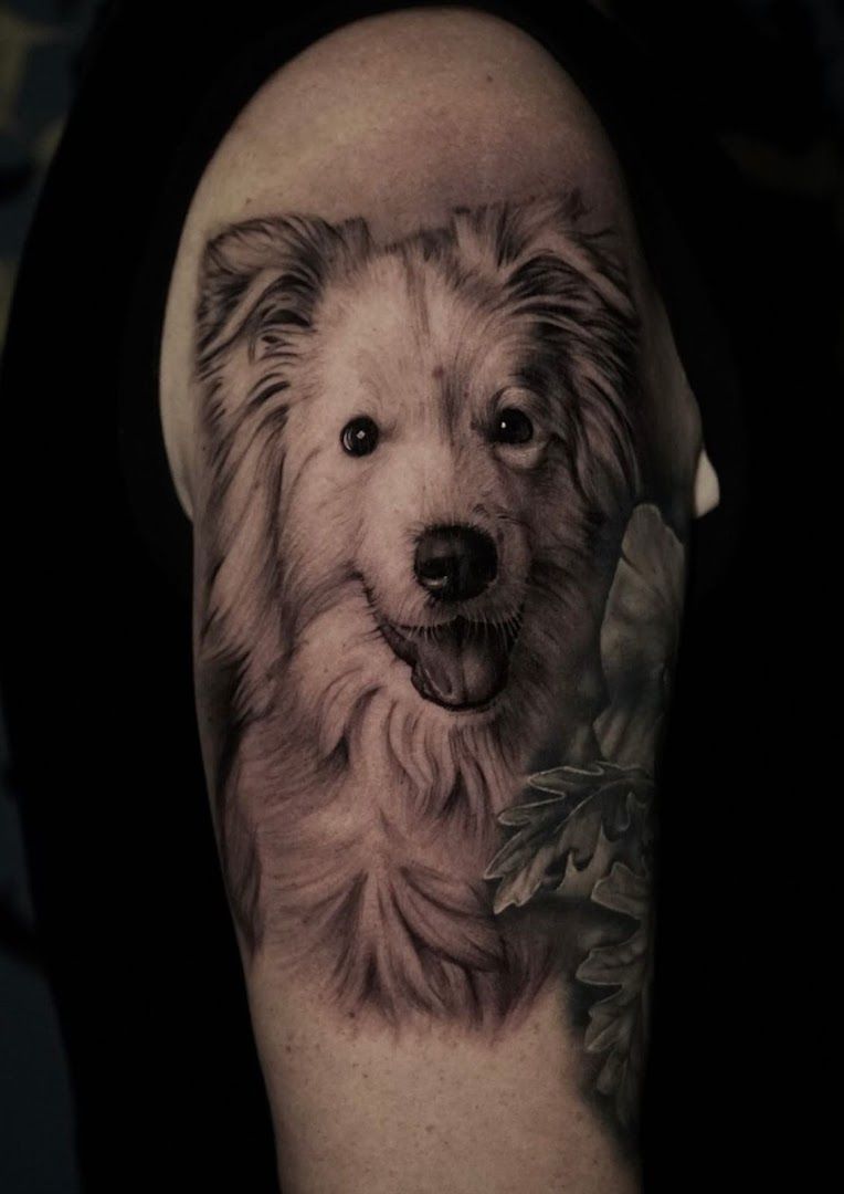 a dog cover-up tattoo on the arm, bergstraße, germany