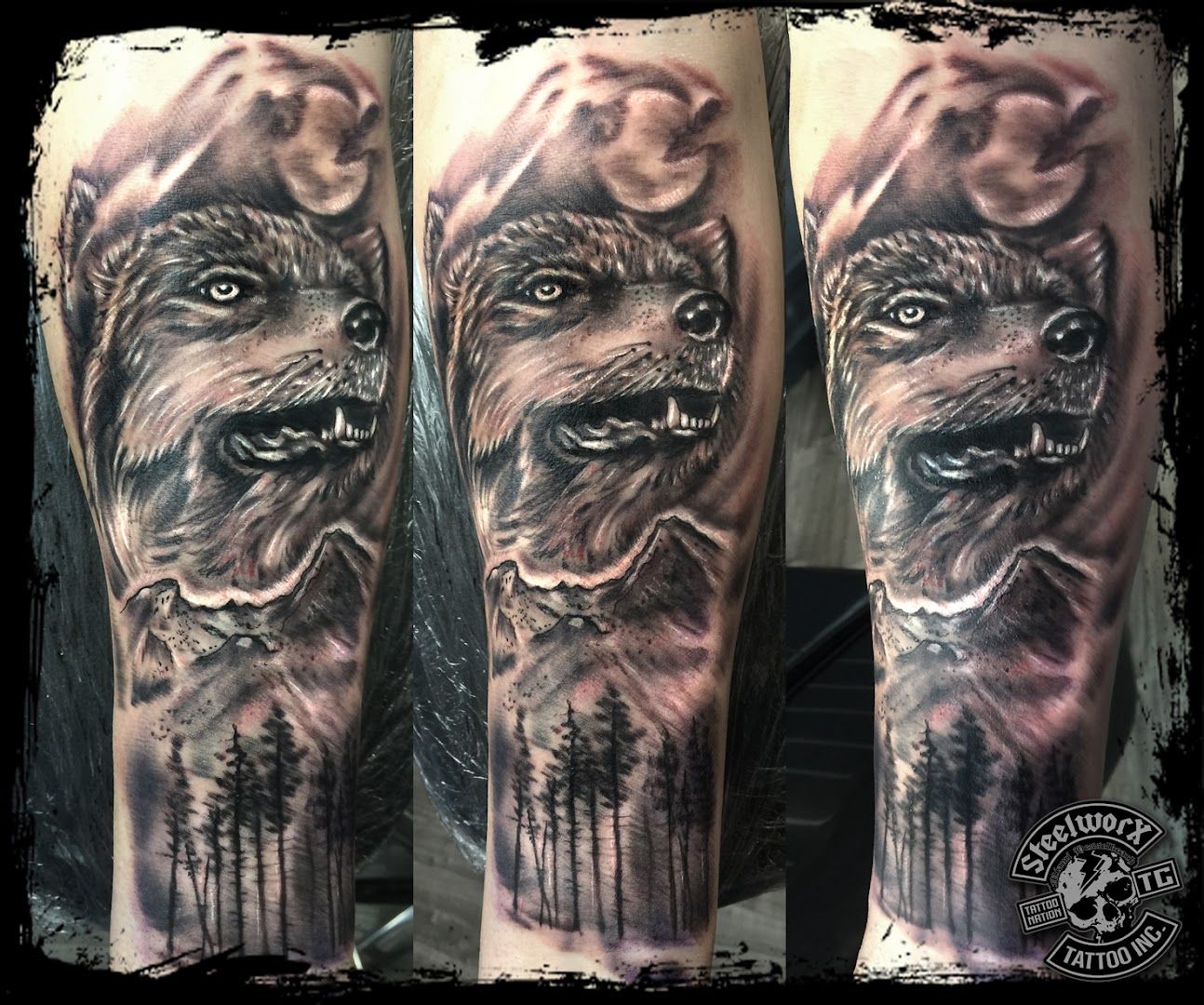 wolf cover-up tattoo by mike, schweinfurt, germany