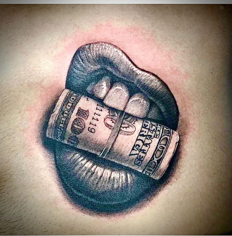 a narben tattoo of a cigarette with money on it, delmenhorst, germany