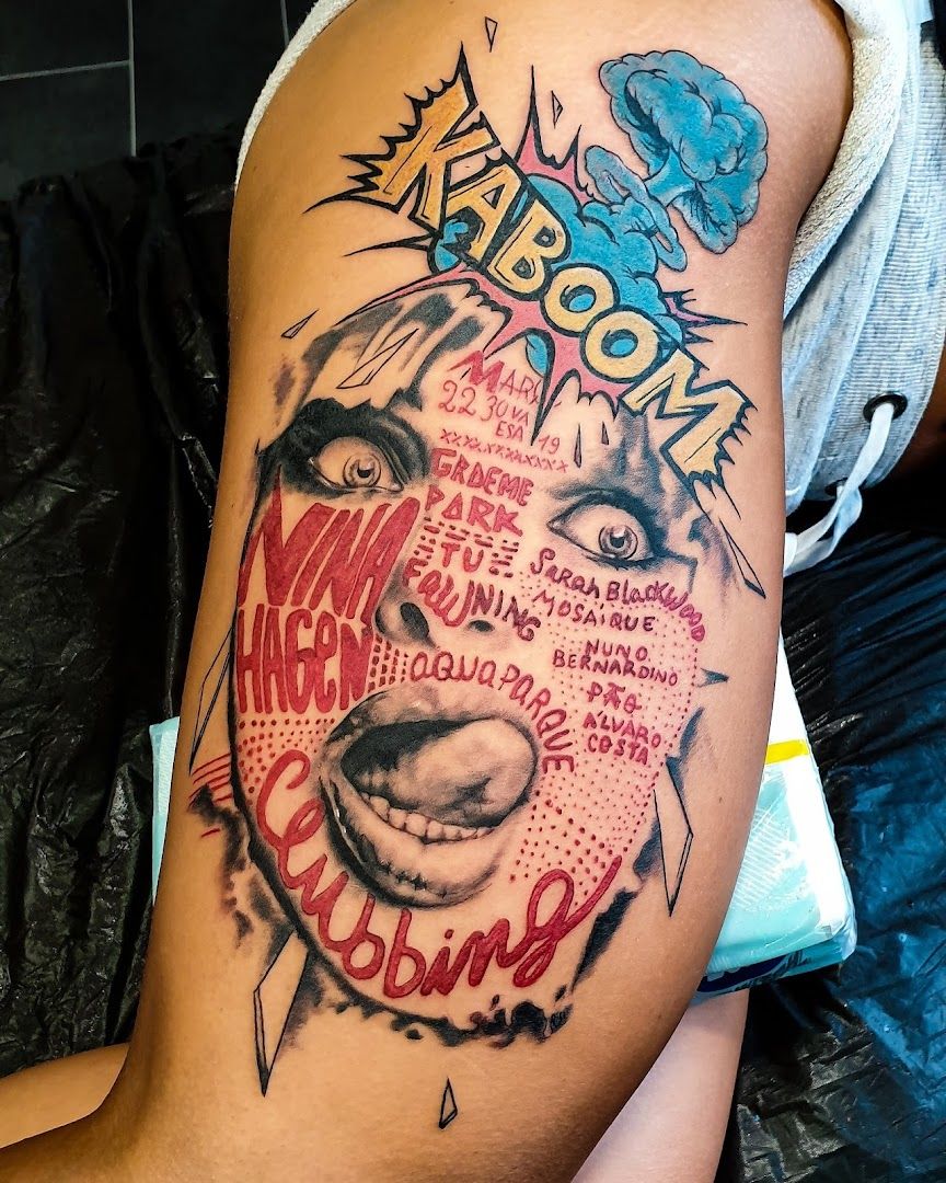 a cover-up tattoo with a dog on it, nürnberg, germany