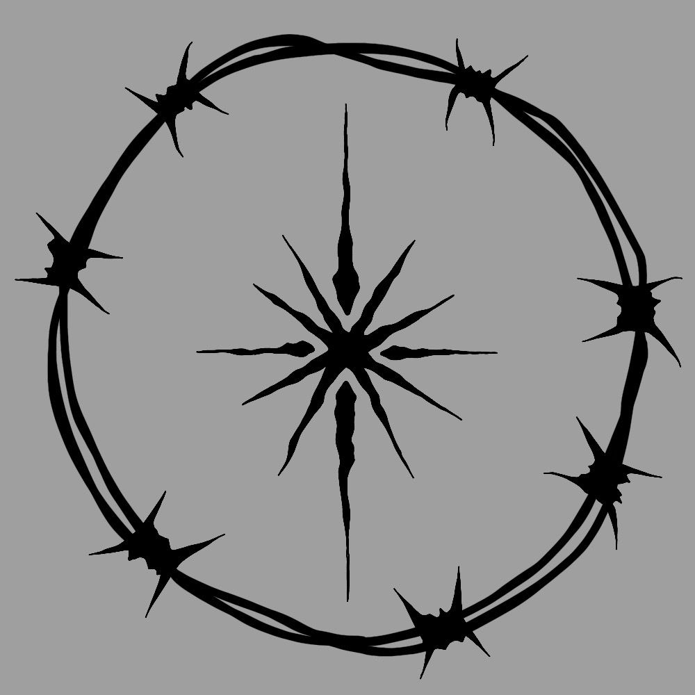 a circle with barbed around it