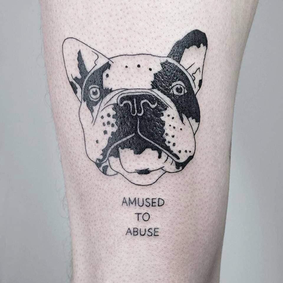 a dog narben tattoo on the leg, berlin, germany