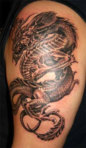 a narben tattoo design of a dragon on the arm, oberbergischer, germany