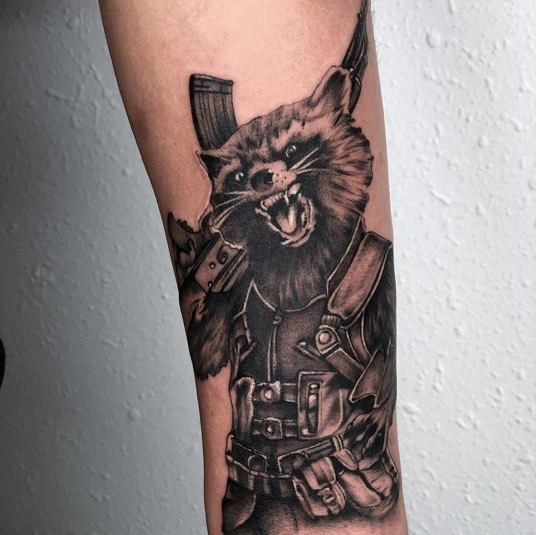 a black and white cover-up tattoo of a rad rad rad rad rad rad, berlin, germany