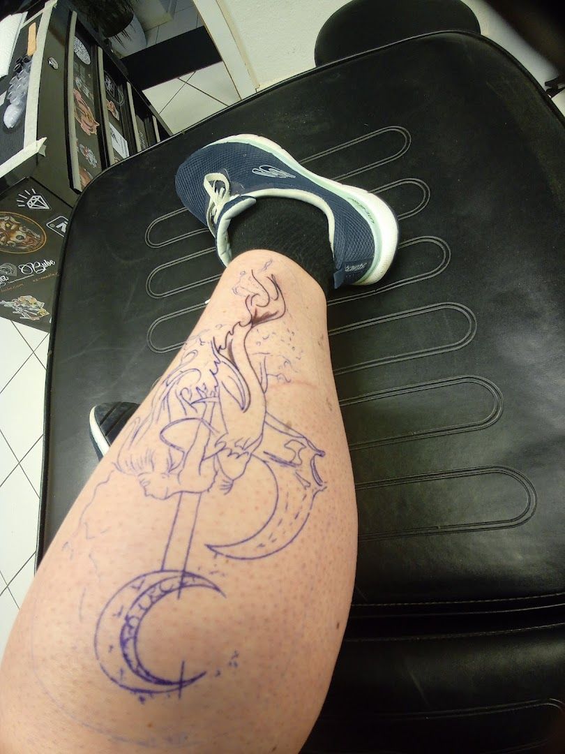 a person with a blackwork tattoo on their leg, zollernalbkreis, germany