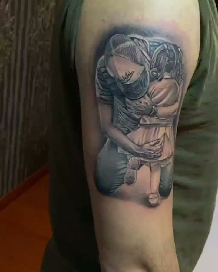 a man with a cover-up tattoo on his arm, wetteraukreis, germany