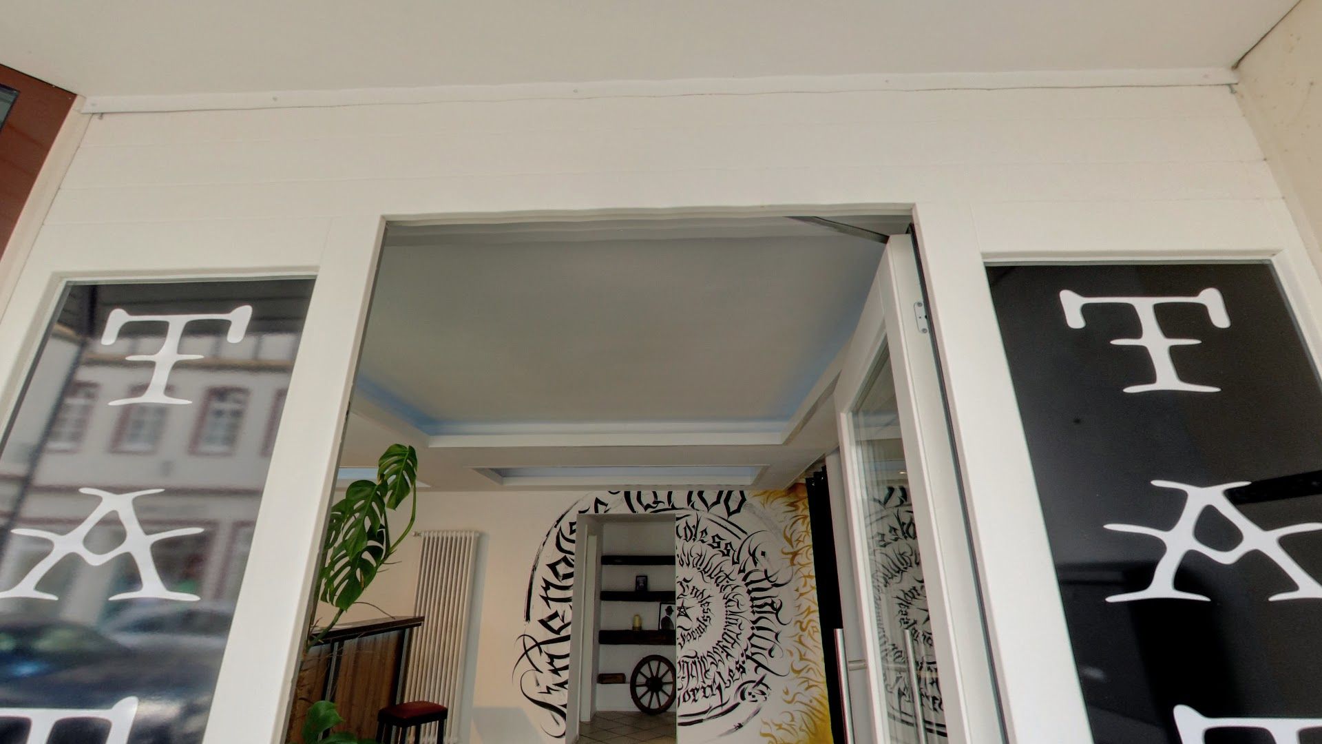 a door with graffiti written on it