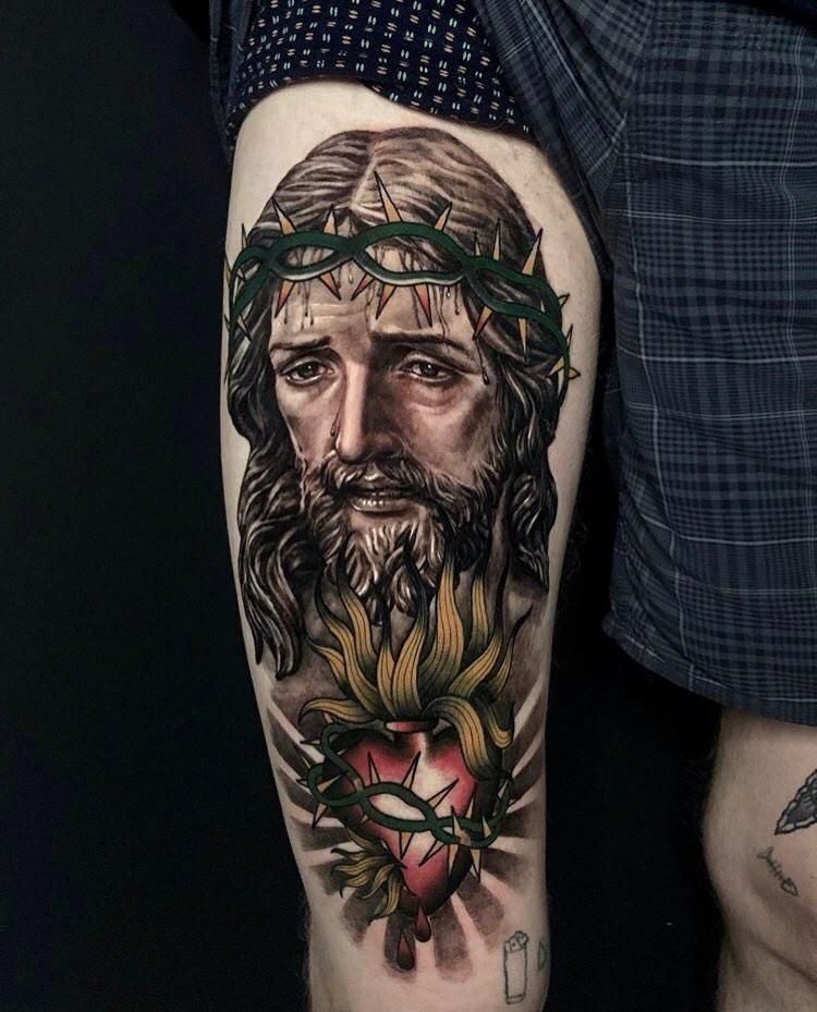 jesus cover-up tattoo by tattooist, ansbach, germany