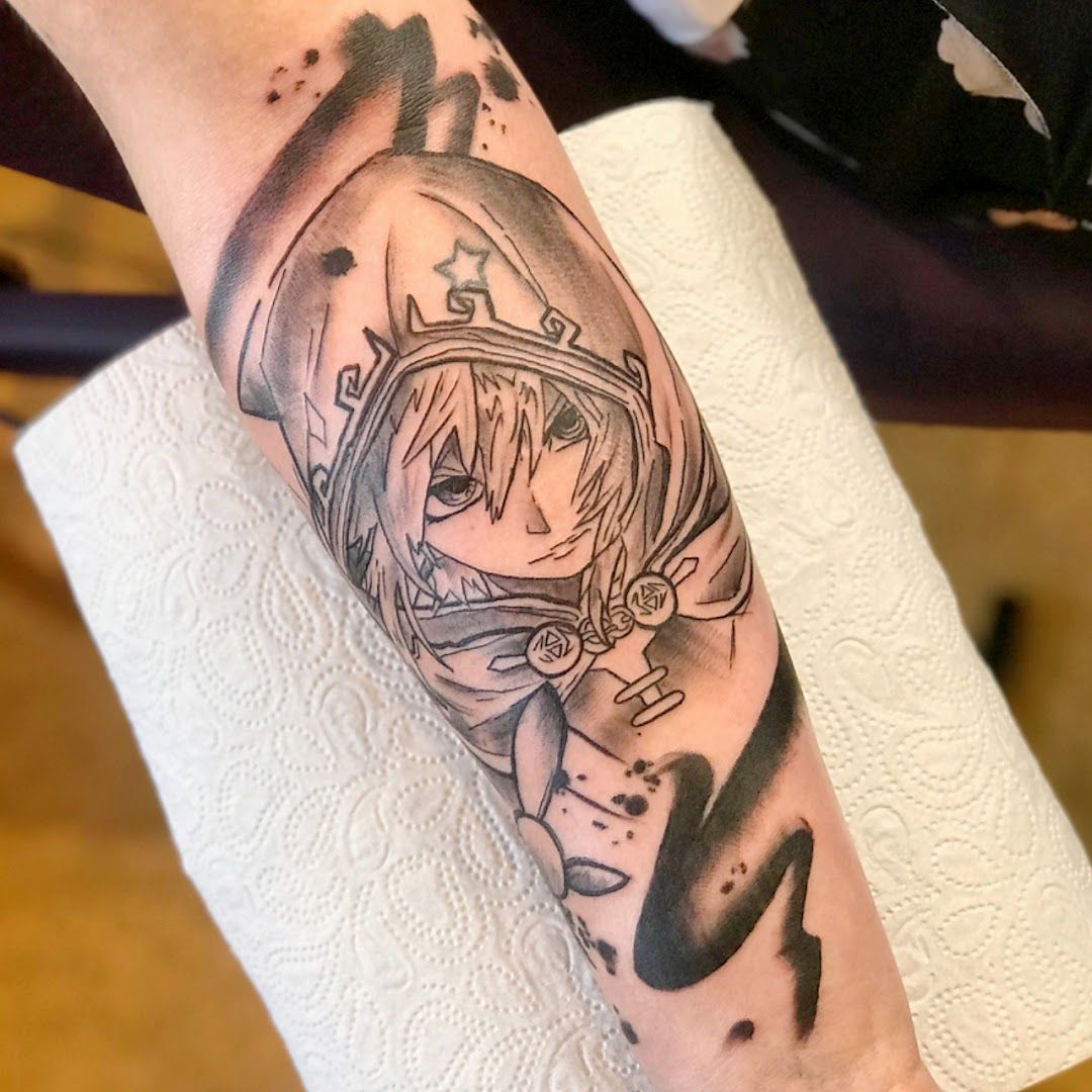 a cover-up tattoo of a girl with a sword, rhein-pfalz-kreis, germany