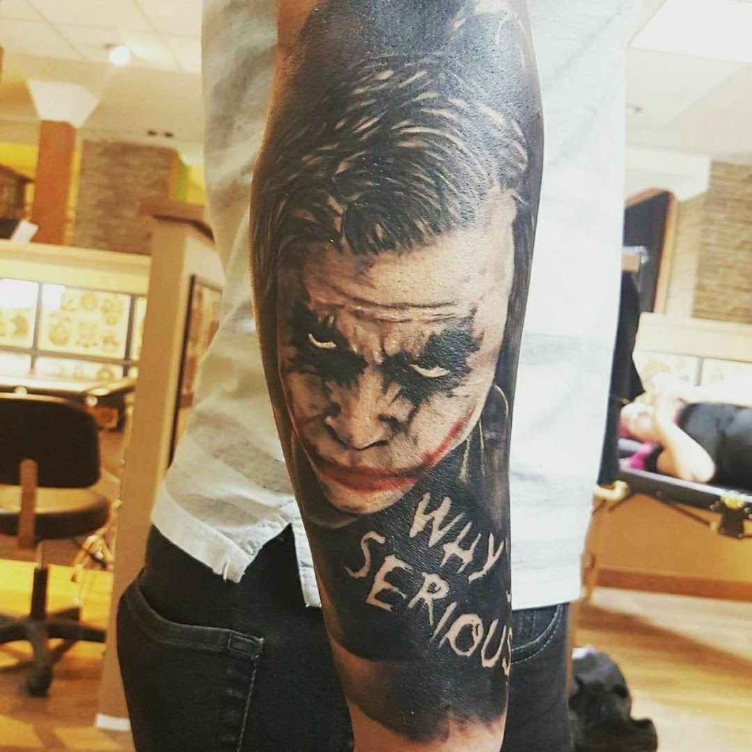 a cover-up tattoo of the joker, wesel, germany