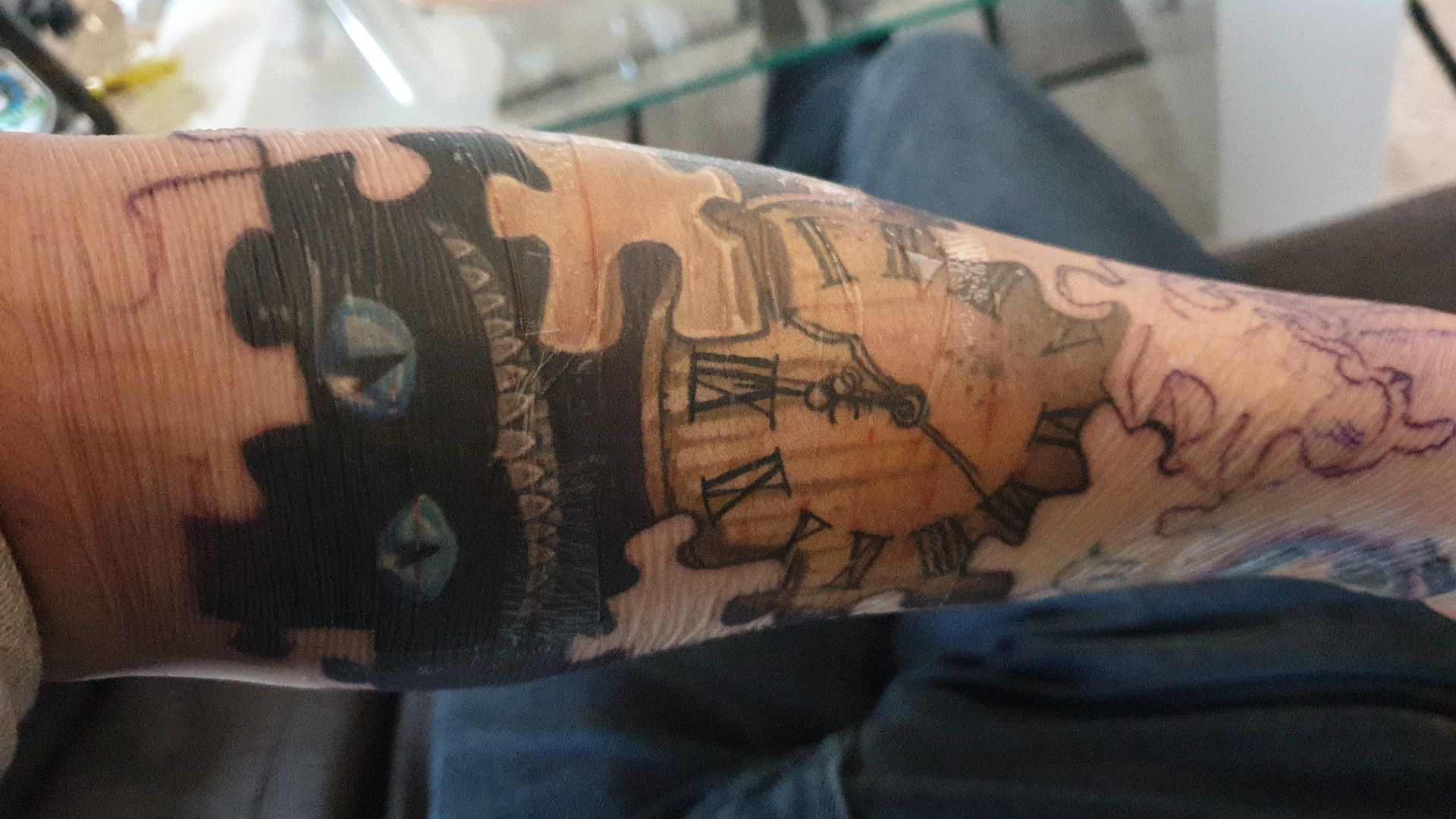 a person with a blackwork tattoo on their arm, miesbach, germany