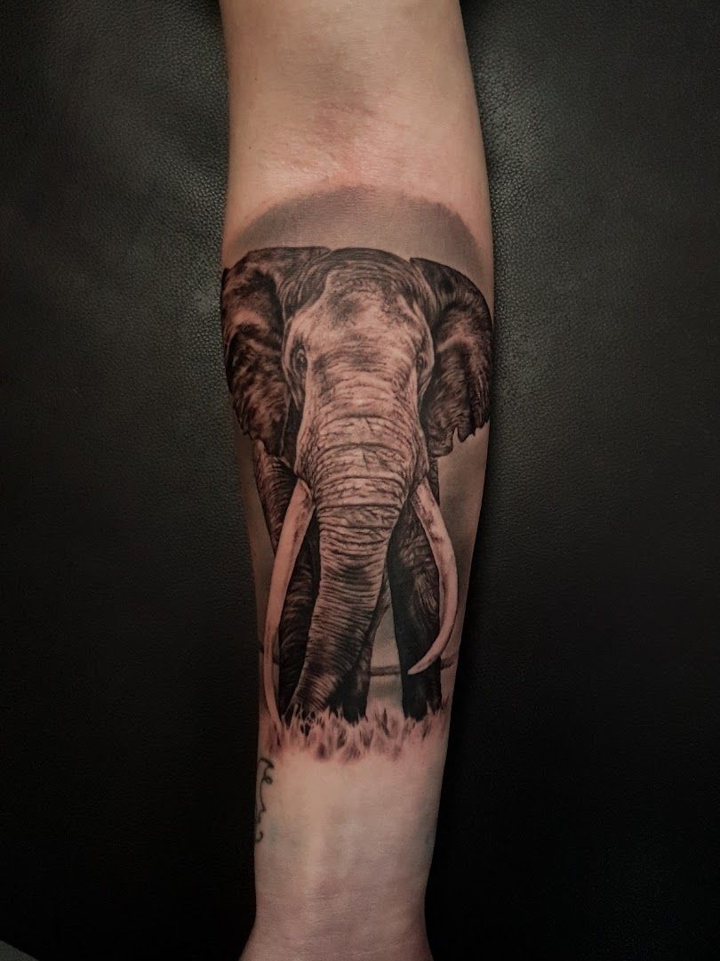 an elephant japanische tattoos in leipzig on the forearm, bodenseekreis, germany