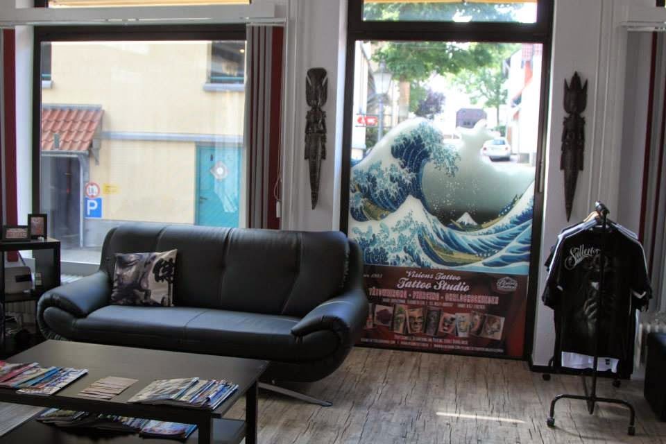 a living room with a couch and a television