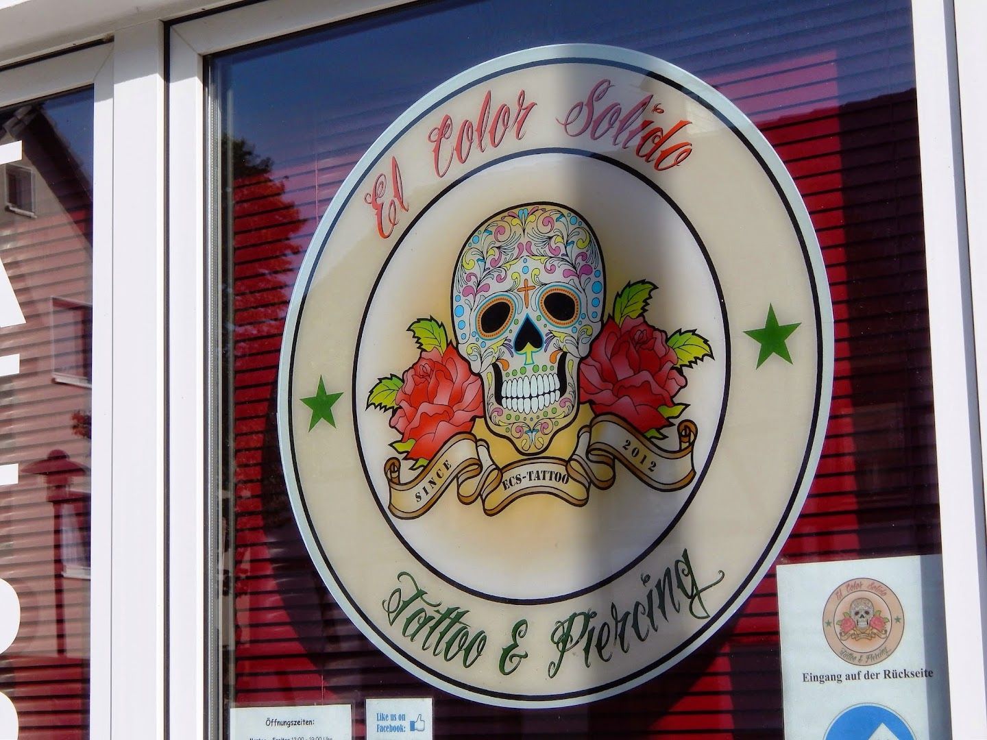 a sign on a store window
