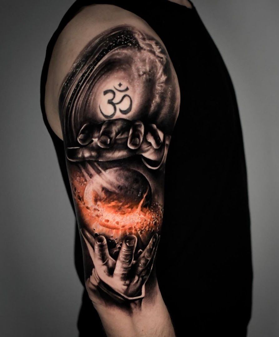 a cover-up tattoo with a skull and a skull on it, bergstraße, germany