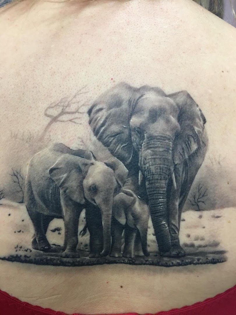 a woman with a cover-up tattoo on her back, salzlandkreis, germany