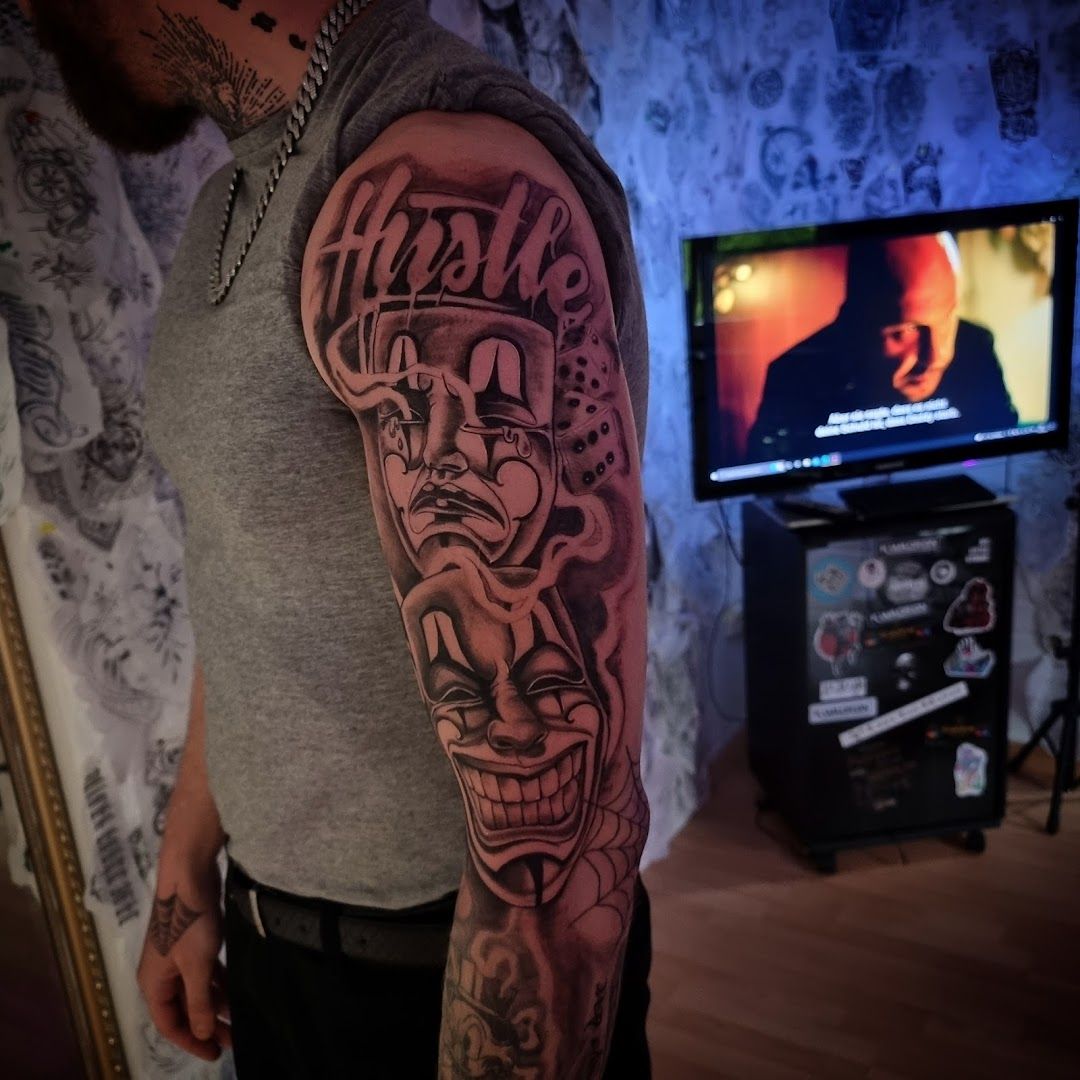 a man with a narben tattoo on his arm, aurich, germany