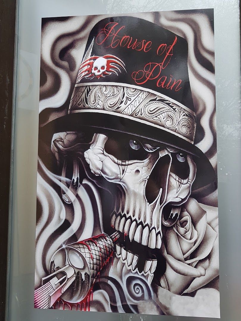 a poster with a skull and a hat on it