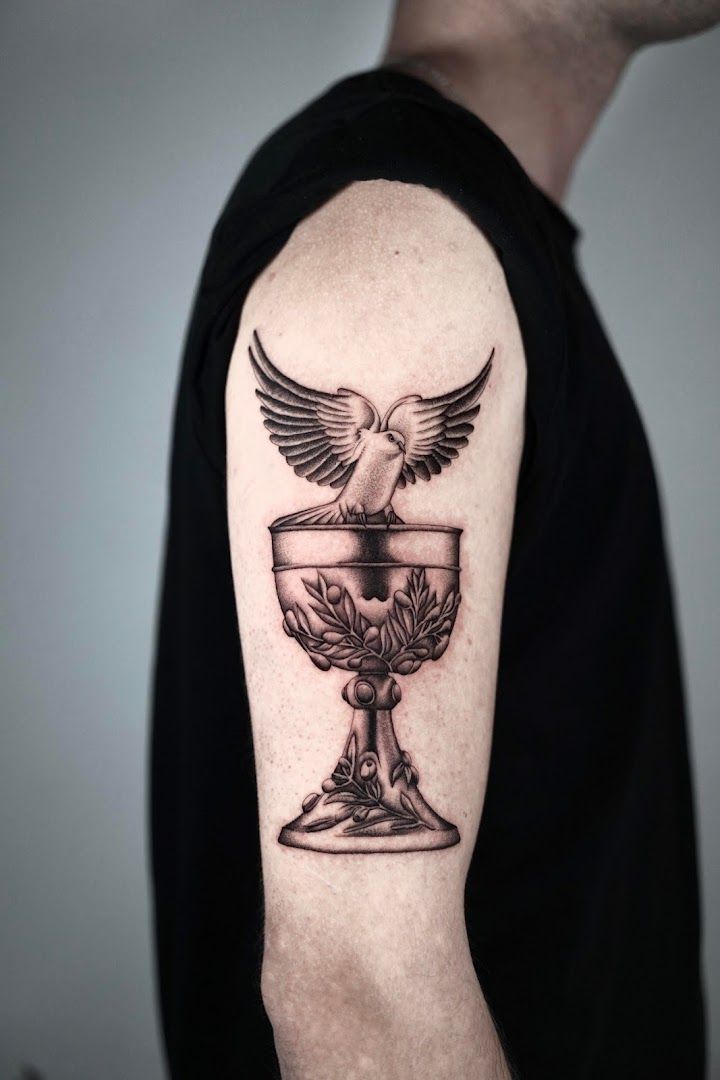 a cover-up tattoo of an eagle on the arm, bodenseekreis, germany