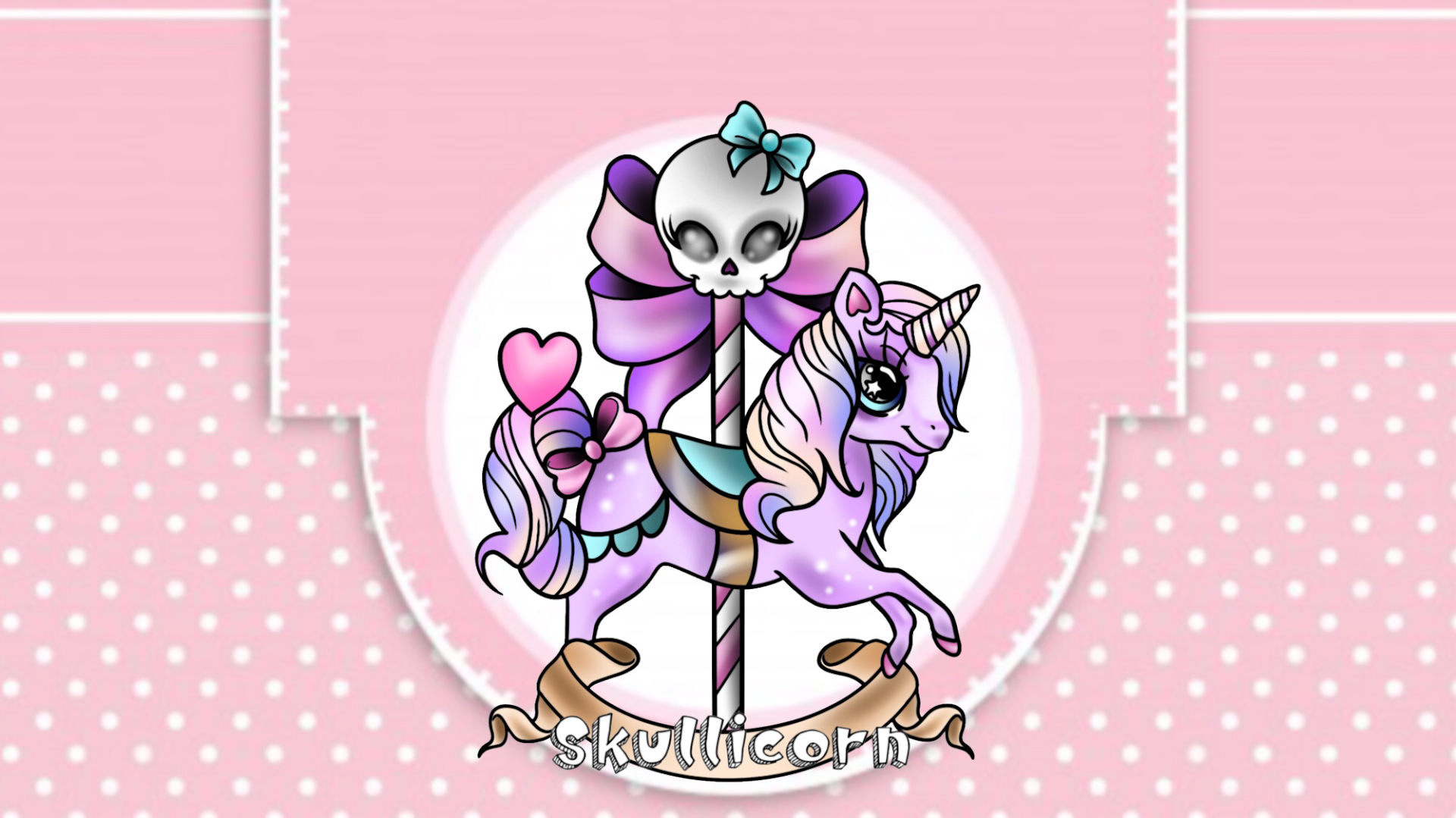 a pink background with a unicorn and a pink background