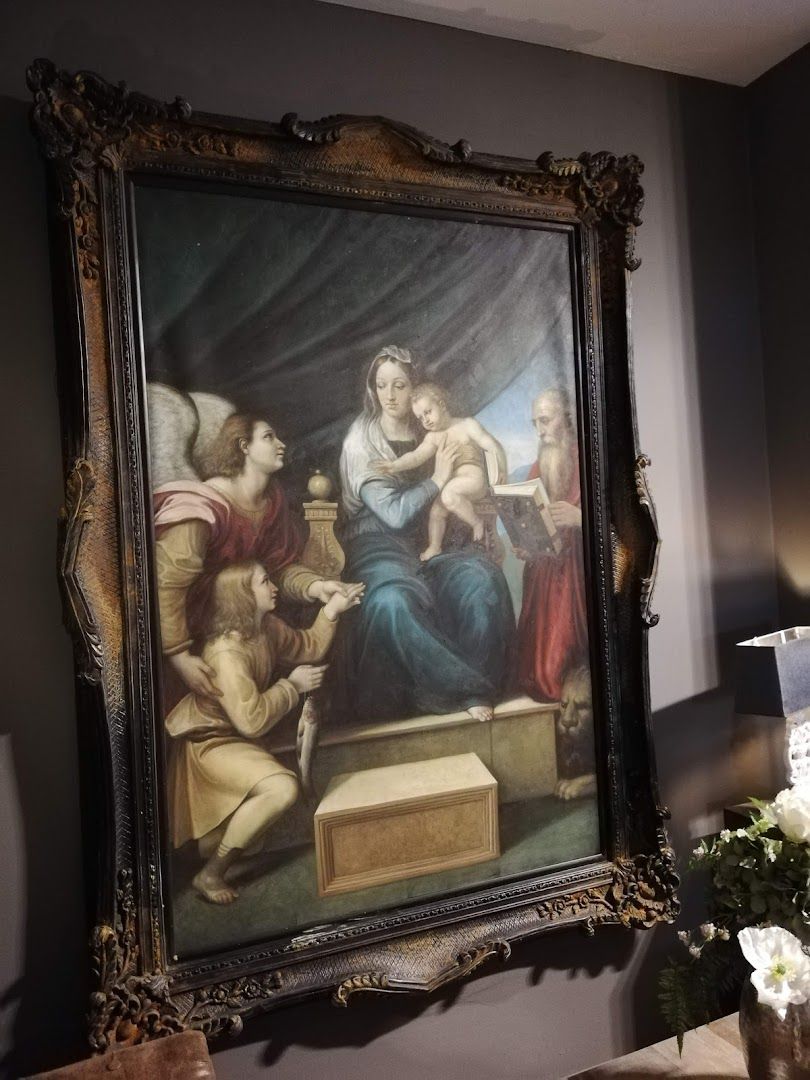 a painting of a woman and two children