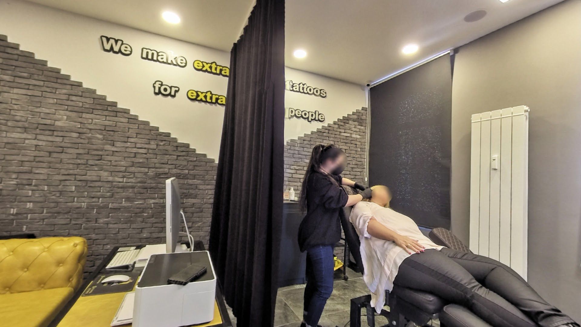 a woman getting her hair done in a salon