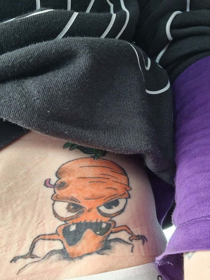 a narben tattoo of a cartoon character on the wrist, duisburg, germany