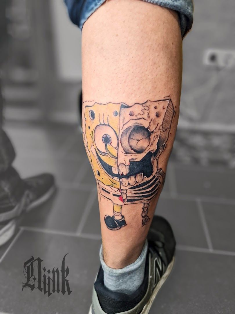 a cover-up tattoo of a dog on the leg, kulmbach, germany