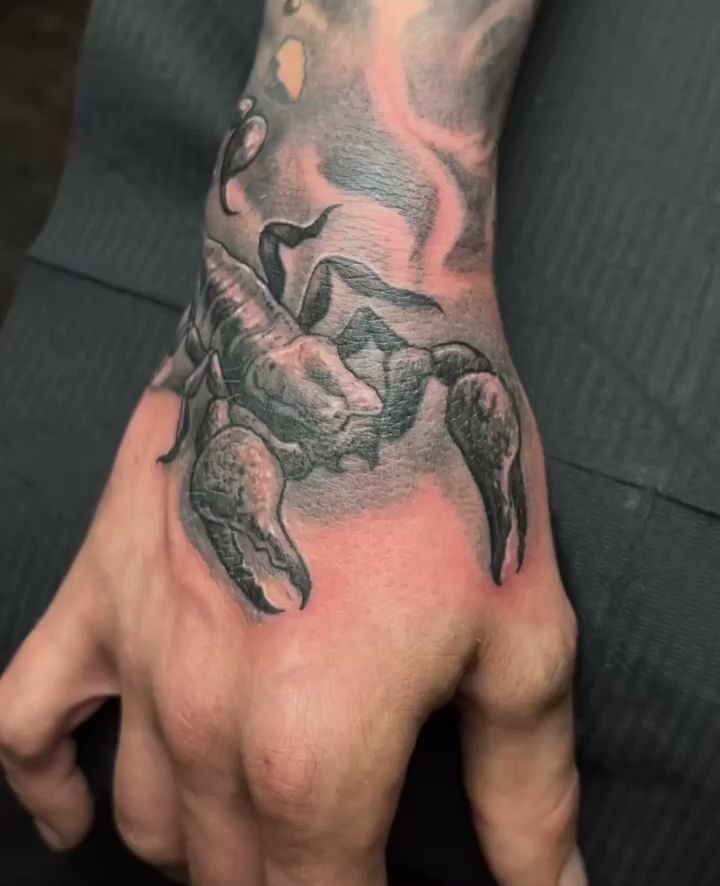 a man's hand with a narben tattoo of a turtle on it, bonn, germany