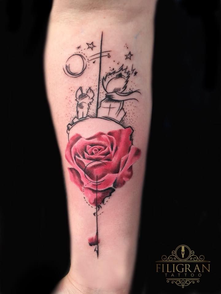 a narben tattoo with a rose and a crescent, offenbach, germany