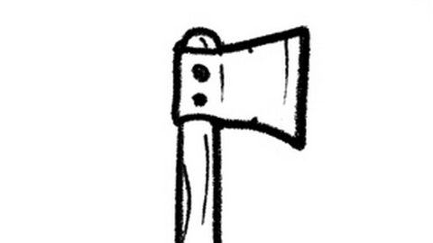 a black and white drawing of a hammer