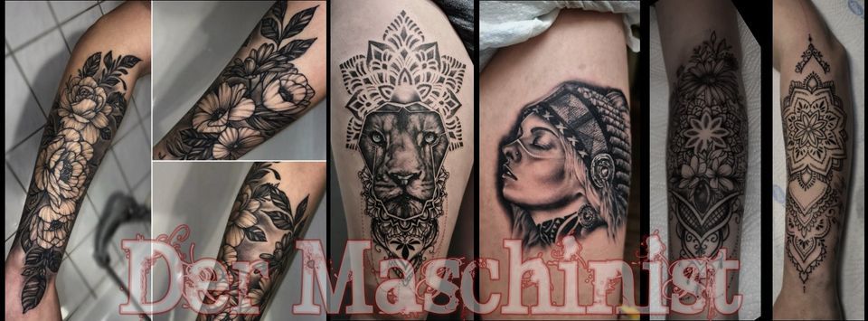 a black and white cover-up tattoo design on the arm, kreisfreie stadt gera, germany