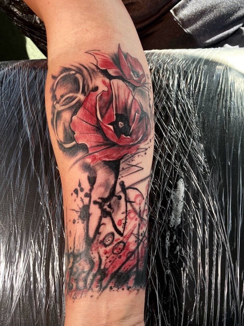 a cover-up tattoo with a rose on the arm, bernkastel-wittlich, germany