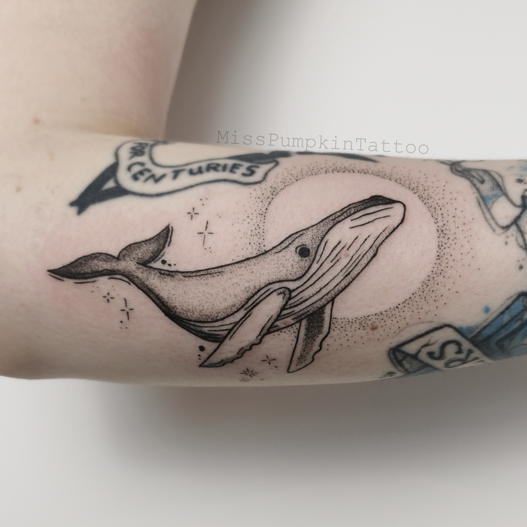 a narben tattoo of a whale on the arm, bochum, germany