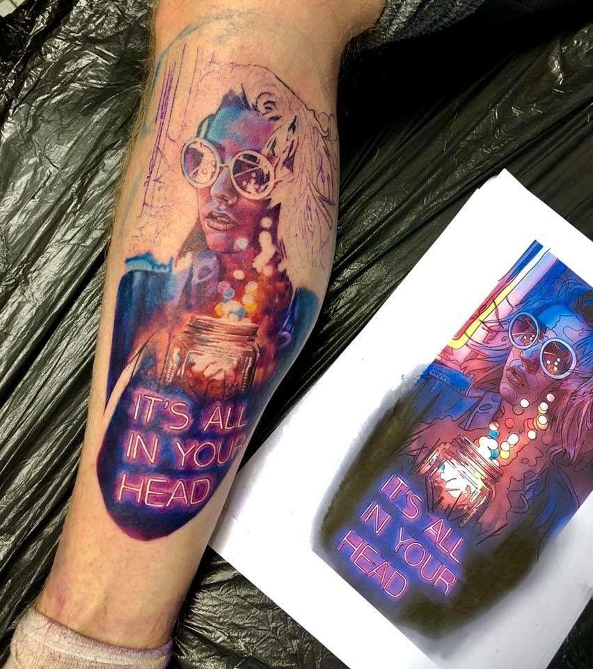 a cover-up tattoo with a picture of a man and a woman, recklinghausen, germany
